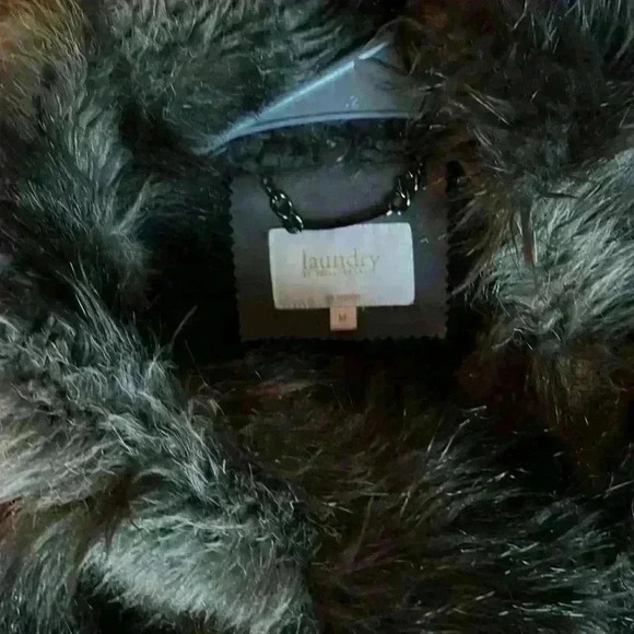 Moto-style faux suede shearling - Laundry by Shelli Segal winter coat - Sz M - Picture 2 of 6